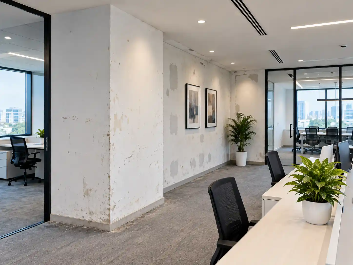 Office interior before commercial painting